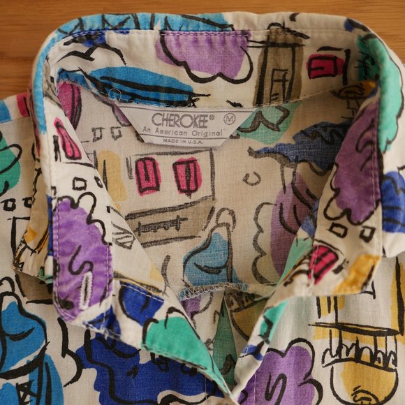 Vintage Cherokee Patterned Short Sleeve Button Down - Picture 7 of 11